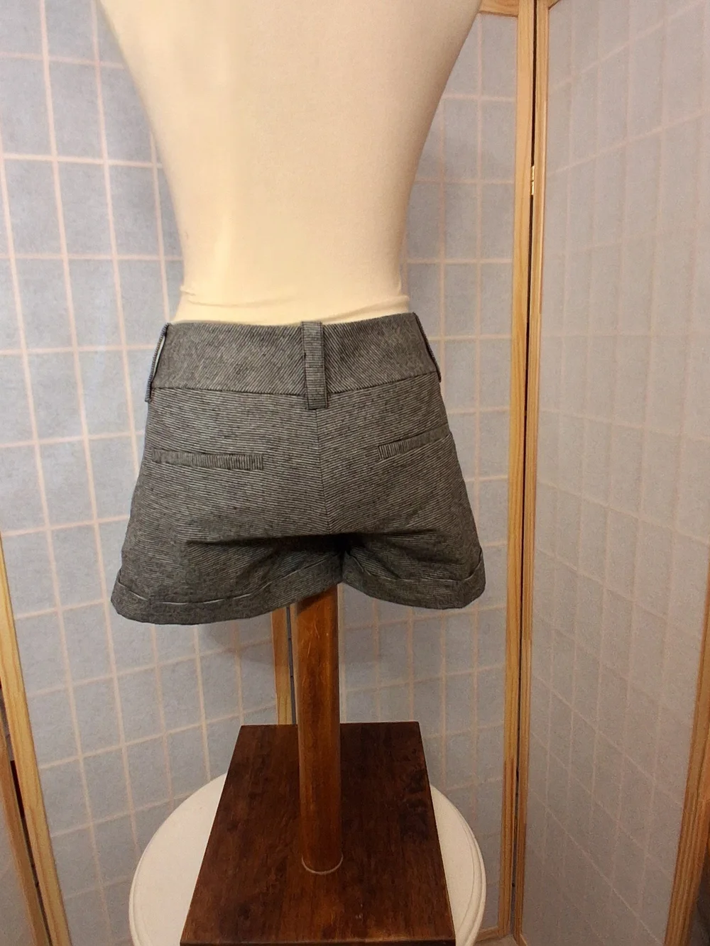 Alice + Olivia Black and White Pinstriped Bermuda Shorts